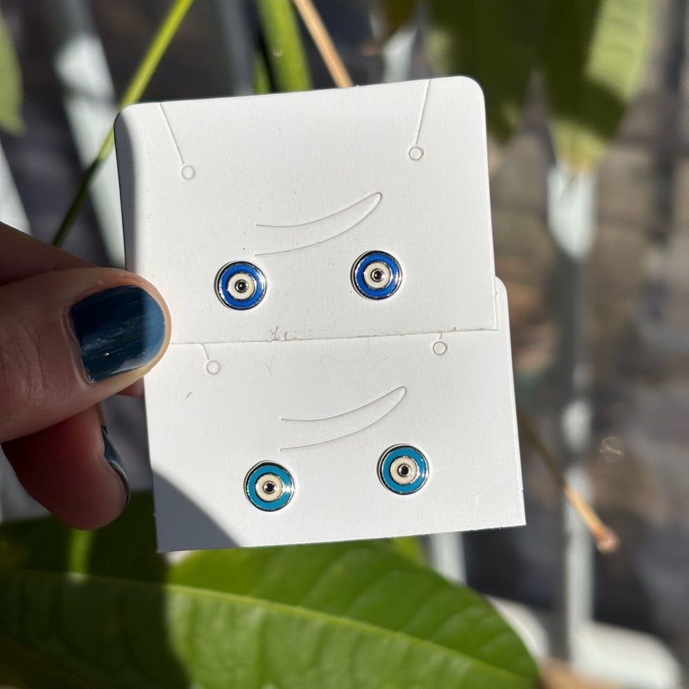 Evil Eye Protection Sterling Silver .925 Stud Earrings